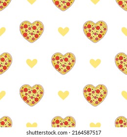Pizza slices seamless pattern. illustration on white background. Funny, cartoon pizza slices. Pizza fashion pattern print for textile or paper