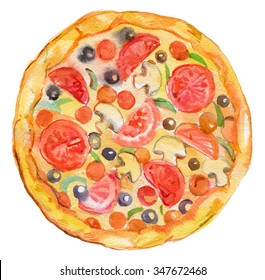 3,568 Watercolor Pizza Images, Stock Photos & Vectors | Shutterstock