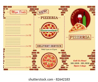 Pizzeria - take away Italian restaurant leaflet. Three fold, standard size A 4. - Powered by Shutterstock