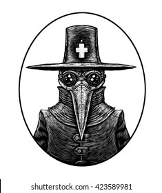 Plague Doctor. Graphic Illustration On White Background