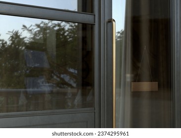 Plain empty store outlet shop front dark glass window branding