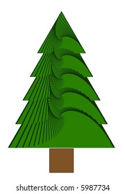 Plain Green Christmas Tree On White Background