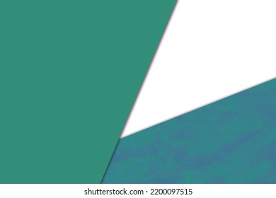 Plain vs textured dark deep shades blue purple green   white color papers intersecting to form triangle shape for cover design