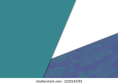 Plain vs textured dark deep shades purple blue green   white color papers intersecting to form triangle shape for cover design