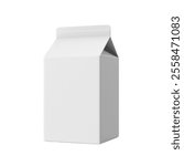 A plain white milk carton, designed for packaging beverages.