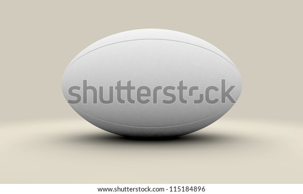 A plain white unbranded textured rugby ball on\
a plain background
