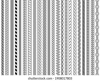Plaits pattern. Ornamental braids knitting cable fashion textile structures graphic seamless illustrations
