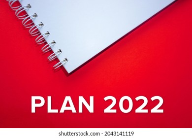 Plan 2022 Banner Or Illustration On Red Background. Business Concept Of Planning 2022