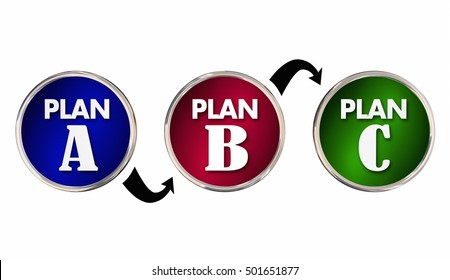 Plan A B C Alternate Trial Back Up Ideas Strategy Circles 3d Illustration