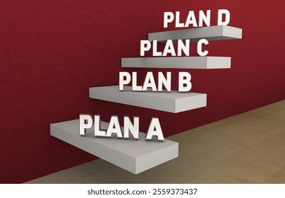Plan A B C D Back-up Contingency Plans Strategy Steps Process 3d Illustration