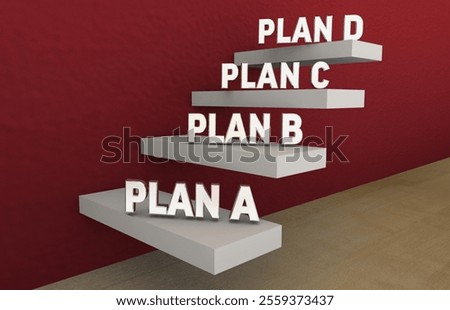 Plan A B C D Back-up Contingency Plans Strategy Steps Process 3d Illustration
