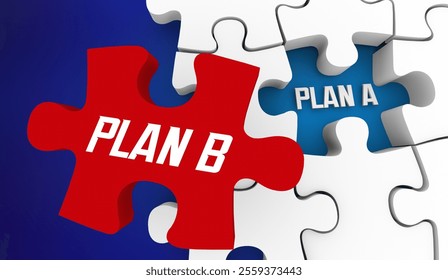Plan B Contingency Back-Up Plan Puzzle Piece Solution Problem Solver 3d Illustration
