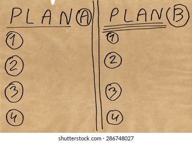 Plan B. Mixed media artwork. Hand drawn. Grunge style.