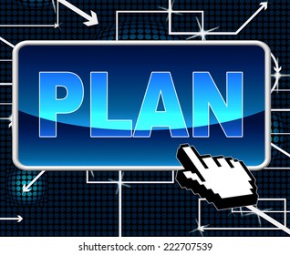 Plan Button Representing World Wide Web And Website