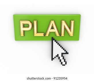 PLAN button.Isolated on white background.3d rendered.