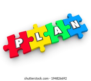 Plan Letters On Puzzle Pieces Put Stock Illustration 194826692 ...