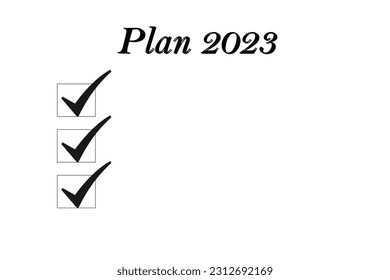 Plan notepad list concept for 2023. The inscription 2023 in a notebook. 2023 Goal, plan, action checklist text on notepad