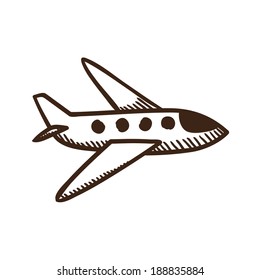 Plane Flight Symbol. Isolated Sketch Icon Pictogram.