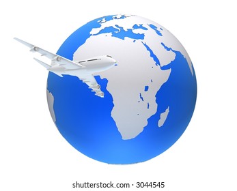 plane and globe