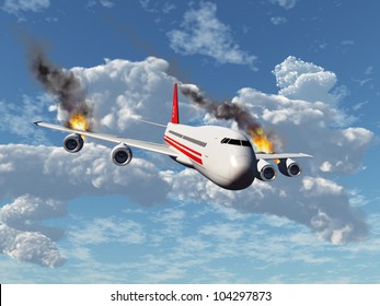 plane on fire