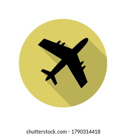 Plane View From Above Long Shadow Icon. Simple Glyph, Flat Illustration Of Airport Icons For Ui And Ux, Website Or Mobile Application