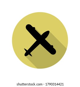 Plane View From Above Long Shadow Icon. Simple Glyph, Flat Illustration Of Airport Icons For Ui And Ux, Website Or Mobile Application