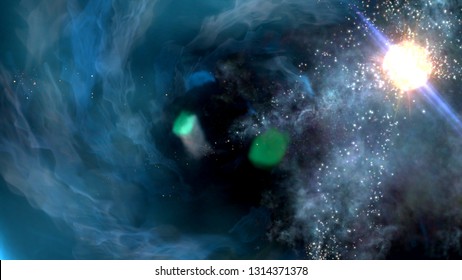 Planet Absorbed By A Black Hole, As Supernova. 3d Rendering