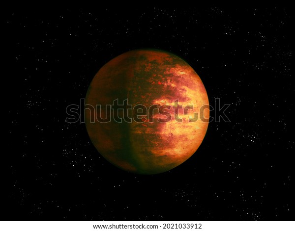 Planet was too close to its star.\
Hot surface of an alien planet with lava flows 3d\
illustration.