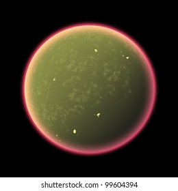 The planet in the cosmos, red