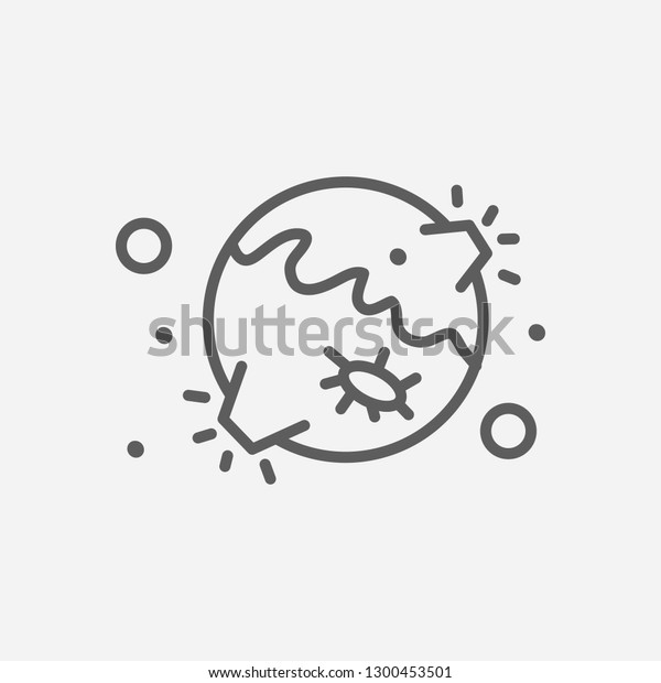 Planet with crater icon line symbol. Isolated \
illustration of  icon sign concept for your web site mobile app\
logo UI design.