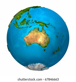 Planet Earth - Australia - Colorful Globe With Detailed And Realistic Surface, 3d Render