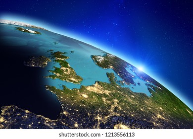 Planet Earth city lights. Elements of this image furnished by NASA. 3d rendering - Shutterstock ID 1213556113