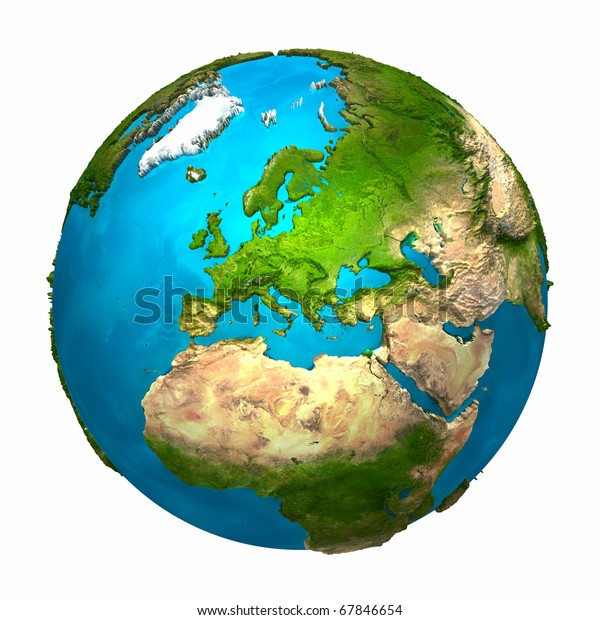 地球 ヨーロッパ カラフルな地球型で 細かくリアルな表面 3dレンダリング のイラスト素材