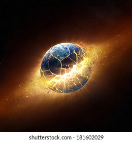 Planet Earth Explode Space Elements This Stock Illustration 181602029
