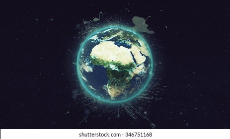 Planet Earth Globe Network Artwork. (Elements of this image furnished by NASA)