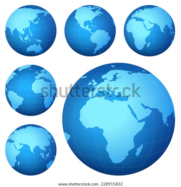 Planet Earth Map Six Views Illustration Stock Illustration 228915832 ...