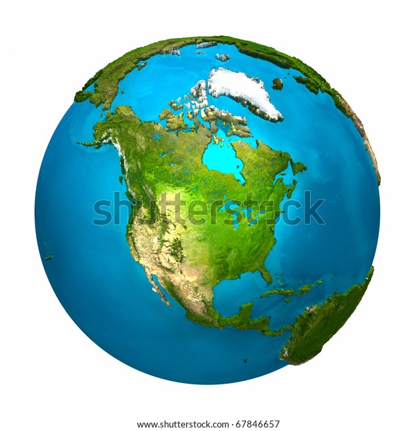 地球 北アメリカ カラフルな地球型 細かくリアルな表面 3dレンダリング のイラスト素材