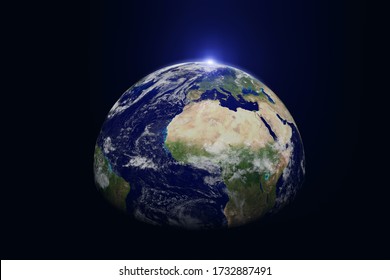 Planet earth from outer space with day and night included blue ring light, Elements of this image are furnished by NASA. (3D rendering)