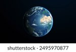 Planet Earth in outer space on dark blue background. 3D with detailed satellite map, some NASA customization elements. 3d render.