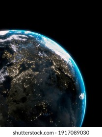 Planet Earth From Space With Cloud Formation. 3D Rendered Wallpaper