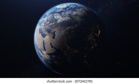 Planet Earth Space Scene 3D Rendering 4K Stock Image