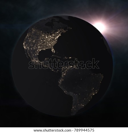 Planet earth in the starry background. Elements of this image furnished by NASA. 3d illustration
