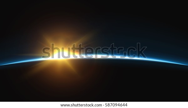 地球の日の出 地球地平線の雰囲気 スペースの惑星の背景の軌道から表示 のイラスト素材