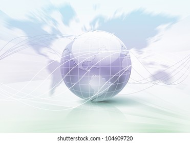 Planet earth and technology background with computer objects
