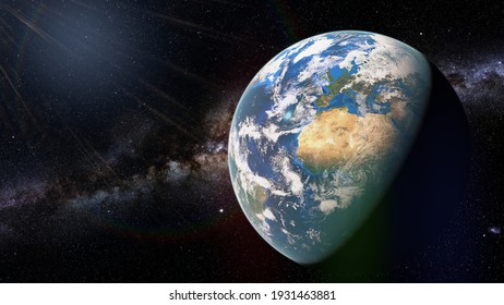 Planet Earth, View From Outer Space, Background Banner Format (3d Rendering, Elements Of This Image Are Furnished By NASA)