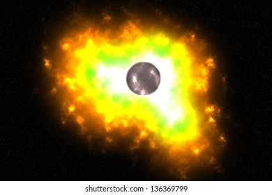 Planet explode in space as the end of all things.