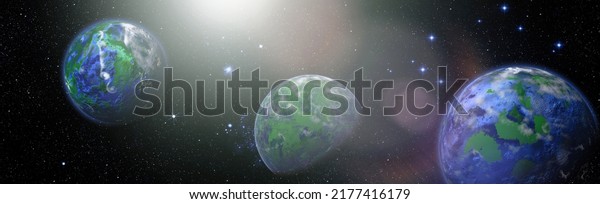 planet in galaxy\
use for science design fantasy. Planet from space 3D  orbital view,\
our planet from the\
orbit