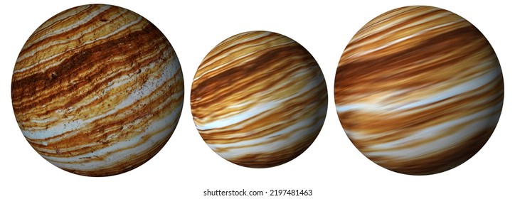 Planet Jupiter Three Texture Design  White Background 3d Illustration