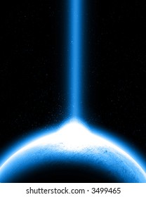 Planet with lightbeam