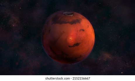 Planet Mars From Space With A View Of Elysium Mons